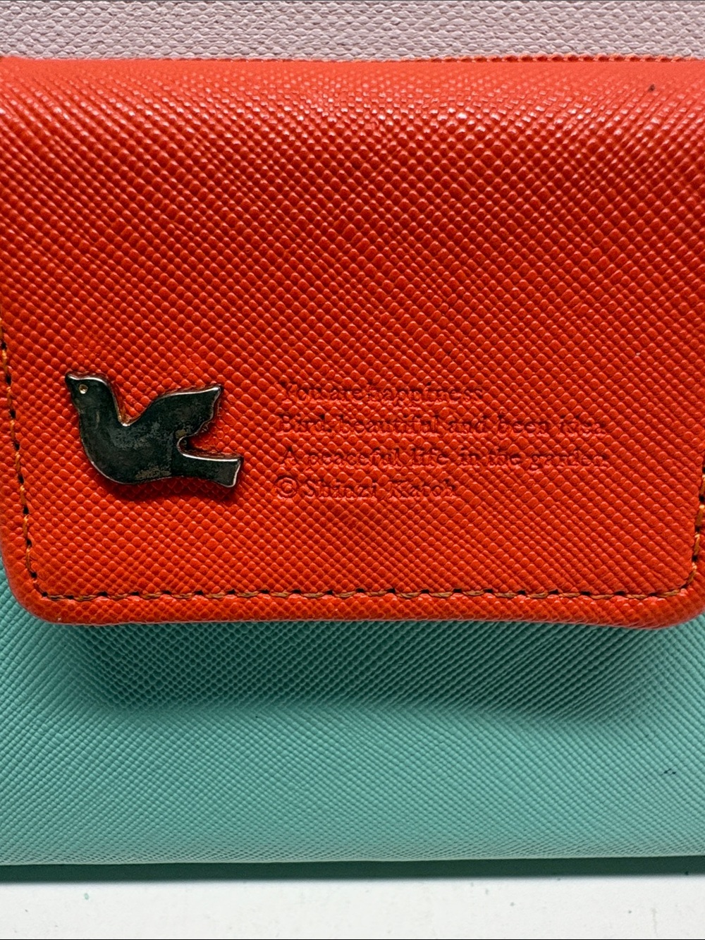 Two-Tone Mint and Coral Zip Wallet by - Picture 3 of 13